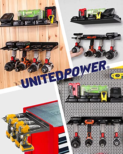 UNITEDPOWER Electric Drill Storage Rack, Holds 4 Drills, 2022 Upgraded Wall Mounted Power Tool Organizer for Workshop, Shed, Garage, Home (Drill UNITEDPOWER