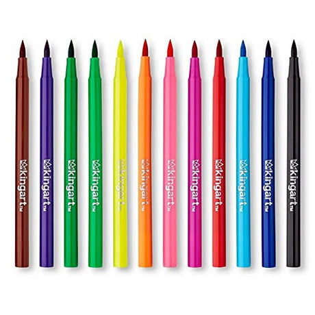 KINGART Watercolor Brush Markers, 12 Colors - Brightly Colored Markers, Journaling, Lettering, Kids and Adult Coloring Books, and More, Comes with KINGART