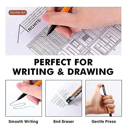 Shuttle Art Erasers and Mechanical Pencils Bundle, Set of 72 Pack Premium White Erasers Bulk + 84 Pack Bulk Mechanical Pencils Shuttle Art