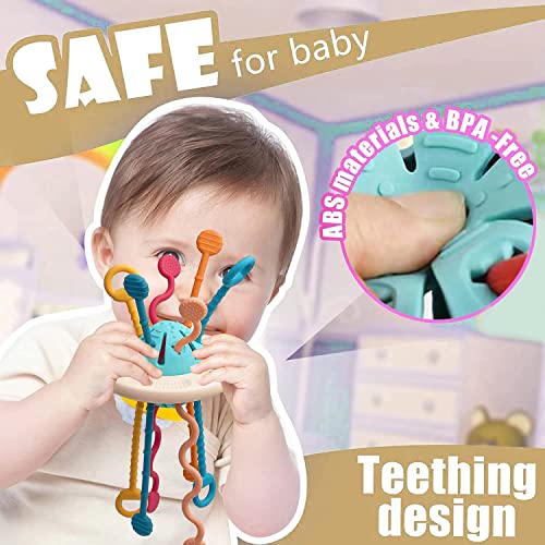 Baby Toys Montessori,Silicone Pull String Interactive Toy,Educational Toys,Food-Grade Sensory STEM Teething Toys, Motor Skills,Tactile