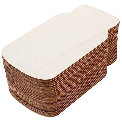 OHPHCALL 24pcs Board Signage Mason jar Wooden Pieces Unfinished Wood DIY Crafts Wooden Pendant Blank Wooden Sign Crafts Wood Ornaments for Crafts