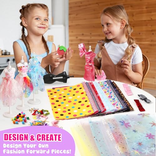 Jumlys 600+PCS Fashion Designer Kits for Girls Ages 6, 7, 8, 9, 10, 11, 12, Sewing Kits with 4 Mannequins for Kids Ages 6-8, 8-12, DIY Arts and - WoodArtSupply