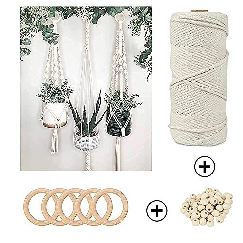 LECZIVOEN Macrame Kit, All in Macrame Supplies 109Yards x 3mm Macrame Cord,DIY Macrame Kit for Adults Beginners, Macrame Beads with Wooden Rings and - WoodArtSupply