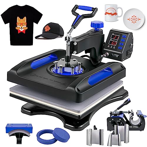 VEVOR Heat Press Machine 8 in 1 Combo Heat Press 15 x 15 Inch Heat Transfer Machine 360-Degree Swing Away Digital Shirt Printing Multifunction VEVOR