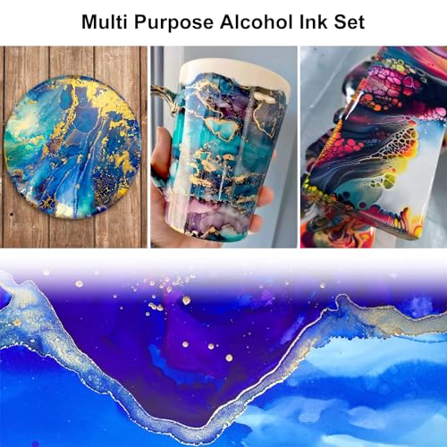 Alcohol Ink Set - 28 Bottles Vivid Colors High Concentration Metallic Alcohol Paint Resin Dye, Safe Fast Drying Effect, Alcohol Ink for Epoxy Resin, - WoodArtSupply