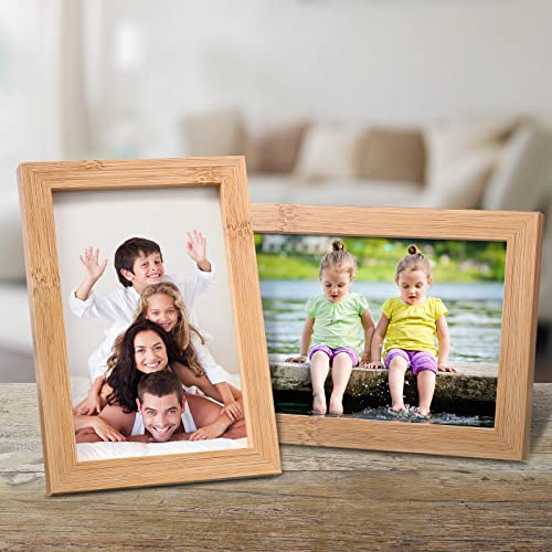 Yaetm 11x14 Picture Frame with Mat for 8x10 Set of 2, Solid Oak