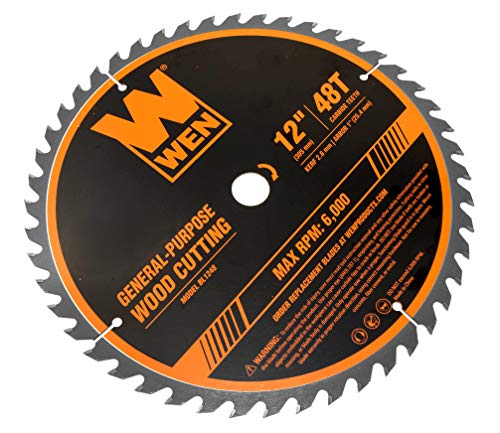 WEN BL1248 12-Inch 48-Tooth Carbide-Tipped Professional Woodworking Saw Blade for Miter Saws and Table Saws,Silver - WoodArtSupply