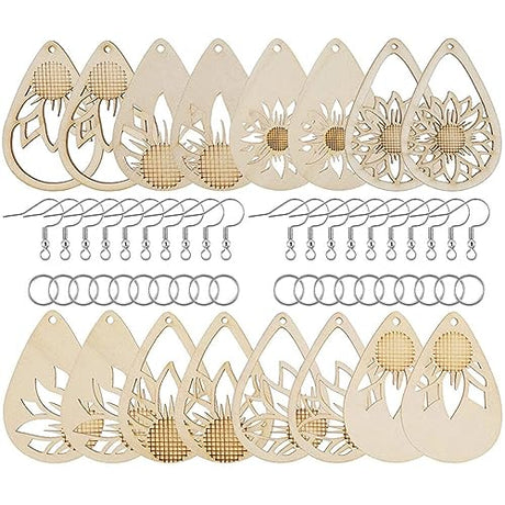 COHEALI 3 Sets Wooden Earrings Unfinished Wooden Earring Making Kit Earring Hooks for Jewelry Making African Jewelry Findings Earring Posts for COHEALI