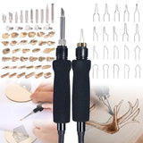 YIHUA 939D-II Pyrography Pen Wood Burning Kit Station 2-in-1 Solid-Point 200~480°C (with Temp Display)/Wire-Nib 250~750°C with 20 Nibs, Solid Points, YIHUA