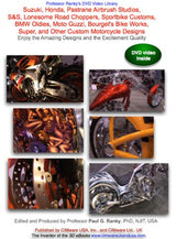 Suzuki, Honda, Pastrane Airbrush Studios, S&S, Lonesome Road Choppers, Sportbike Customs, BMW Oldies, Moto Guzzi, Bourget's Bike Works, Super, and WoodArtSupply