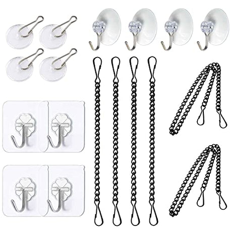 Stained Glass Window Hanging Chain Kit, Picture Hanging Chain with Suction Cup Hooks Sunshine Catcher Metal Nickel Plating Stained Glass Window Arecyuer