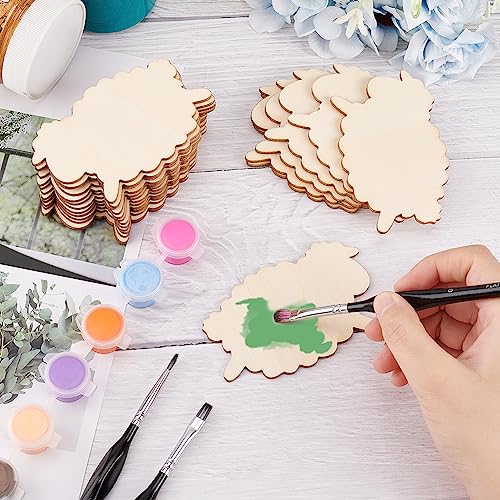 OLYCRAFT 20pcs Unfinished Wood Sheep Blank Wood Slices 3.5 Inch Sheep Wooden Pieces Unfinished Blank Slices Natural Wood Cutouts for DIY Project