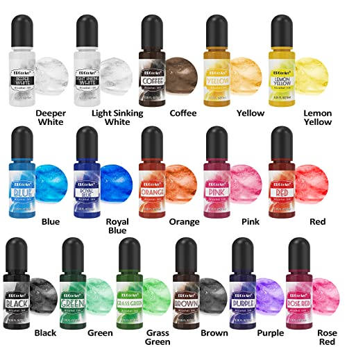 Alcohol Ink Set - 26 Bottles Vibrant Colors Alcohol Inks, High Concentrated Resin Ink, 10 Colors Metallic Alcohol Pigment Resin, Alcohol Based Ink - WoodArtSupply