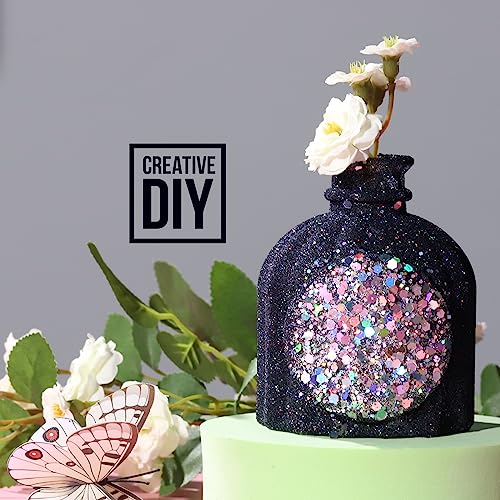 Holographic Ultra Fine Glitter and Chunky Glitter, Teenitor Craft Glitters with 110g Resin Glitter Powder Sequins and 100g Metallic Iridescent Chunky Teenitor