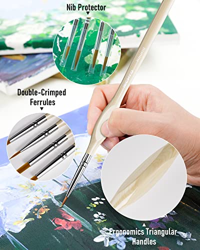 Nicpro 11 Pack Miniature Paint Brushes, Professional Fine Tip Detail Paint Brush, Artist Detail Brushes Set for Watercolor Oil Acrylic, Craft, Nicpro