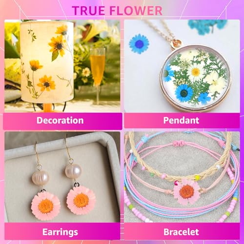 96Pcs Dried Flowers for Resin, Bulk Natural Dried Pressed Flowers,for Scrapbooking DIY Art Crafts Resin Accessories, Soap,Candle Making, Nails Decor, Kaddmedia