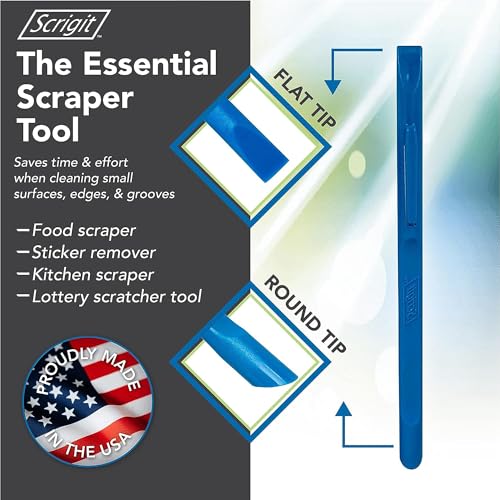 Scrigit Scraper Wide Blade No-Scratch Plastic Scraper Tool, 3 Pack - The Handy Multi-Use Scraping Tool for Removing Food, Labels, Stickers, Paint, Scrigit