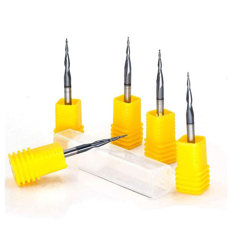 OSCARBIDE Tapered Ball Nose Carbide End Mills 1/8" Shank R0.25 CNC Router Bit 2 Flutes Tin Coated for Engraving Milling 3D Relief Carving.5pcs/Set OSCARBIDE