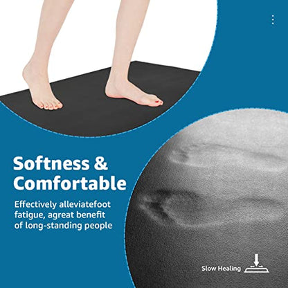 Art3d Anti Fatigue Mat - 1/2 Inch Cushioned Kitchen Mat - Non Slip Foam Comfort Cushion for Standing Desk, Office or Garage Floor (17.3"x28", Black) - WoodArtSupply