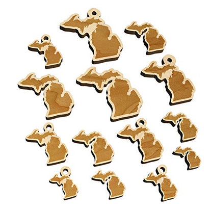 Michigan State Silhouette Mini Wood Shape Charms Jewelry DIY Craft - 12mm (26pcs) - No Hole - WoodArtSupply