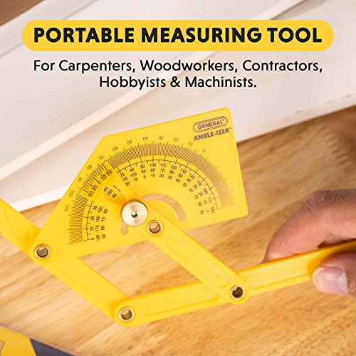 General Tools 29 Plastic Protractor and Angle Finder, Outside, Inside, Sloped Angles, 0° to 180° , Yellow General Tools