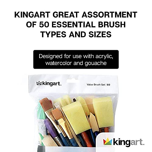 KINGART Mixed Media Value Brush Set - Set of 50,Assorted,231-50 - WoodArtSupply