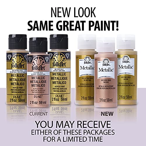 FolkArt Multi-Surface Metallic Paint in Assorted Colors (2 oz), Metallic Copper - WoodArtSupply