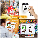 65 Pieces Animal Stencils for Painting, Small Reusable Deer Bear Stencil Template Tree Bee Bird Mountain DIY Craft Paint Stencils for Painting on Hosomono