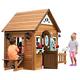 Backyard Discovery Aspen All Cedar Wooden Playhouse, Country Style, Dutch Front Door, Flower Pot Holders, Stove, Sink, Plastic Food, Doorbell, Backyard Discovery