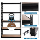 PACHIRA E-Commerce 72" Garage Shelving Heavy Duty Adjustable 5 Tier Storage Shelves with MDF Board Black Shelves for Garage,Kitchen,Office,35.43" PACHIRA E-Commerce