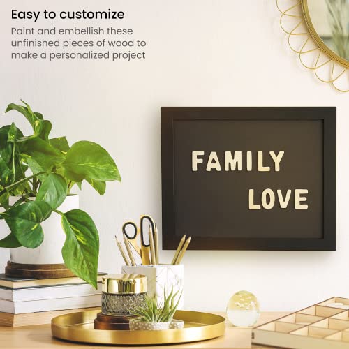 Arteza Wooden Letters and Numbers, 144 Unfinished Wood Pieces, 104 Letters, 40 Numbers, Poplar Plywood, Craft Supplies for Customizing Art Projects ARTEZA