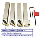 ASZLBYM 3/4'' inch CNC Lathe Indexable Turning Tool Holder with Nickel Plated,CNC Heavy-Duty Metal Lathe Bit Set with Tin Coated Carbide Turning ASZLBYM