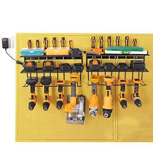 YueTong Power Tool Organizer for Tool Storage,Drill Holer Wall Mount,Storage Rack for Garage Organization, Wall Organizer with Shelf,Heavy Duty for YueTong