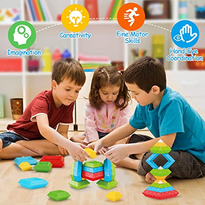 Tsomtto Montessori Toys for 2 3 4 5 Year Old Boys Girls Toddler 1-3 Preschool Learning 30 Pcs Stacking Building Blocks STEM Stackable Educational Toy