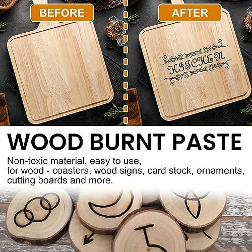 Wood Burnt Paste Arts and Crafts Wood Burning Gel for Home or Office, Sensitive Pyrography Wood Burning Marker Non-Toxic for Wood Arts, Drawing and Crafts Suitable for Artists and Beginners