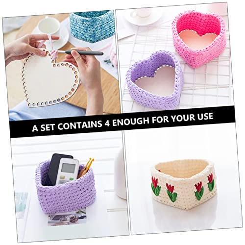 EXCEART 12 PCS Love Wood Chips Wood Crochet Basket Base DIY Wood Knitting Base Wooden Crochet Hooks Wood Purse Crocheting Supplies Bag Bottom Crochet EXCEART