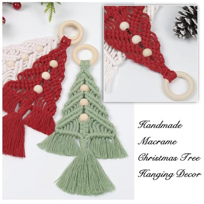 Dremisland Christmas Tree Decoration 3 Set Macrame Christmas Tree Decorative Hanging Ornaments Assembled Macrame Kits Boho Wall Hanging Decor for - WoodArtSupply