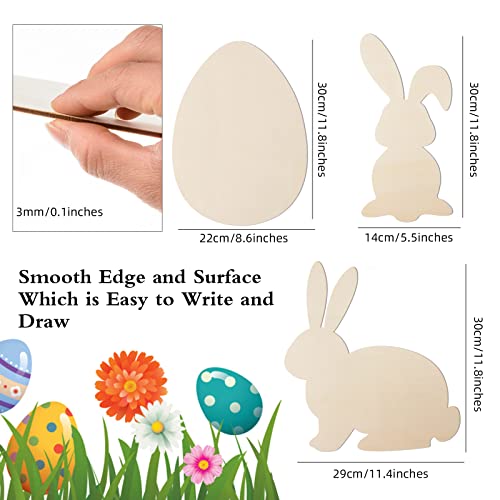 12 Pieces Large Easter Bunny Egg Wood Cutouts 12 Inch Unfinished Wooden Egg Bunny Slices Blank Wooden Rabbit Egg Shapes Easter Wood Bunny Ornament