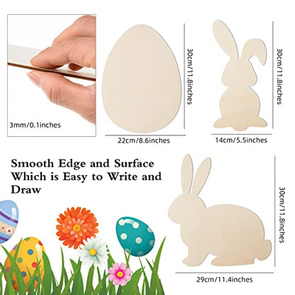 12 Pieces Large Easter Bunny Egg Wood Cutouts 12 Inch Unfinished Wooden Egg Bunny Slices Blank Wooden Rabbit Egg Shapes Easter Wood Bunny Ornament - WoodArtSupply