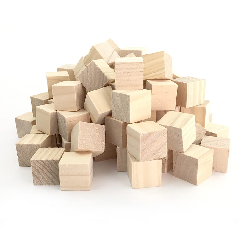 Unfinished Wooden Blocks 1 inch, Pack of 50,Small Wooden Cubes for Arts and Crafts – DIY - Photo Blocks- Home Decor WURONXIN