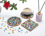 Lanyani 2 Sets of DIY Mosaic Craft Kits Mosaic Tiles Coaster Kit Make Your Own Mosaic Project Handmade Craft Set with Stained Glass Mosaic Tile Lanyani