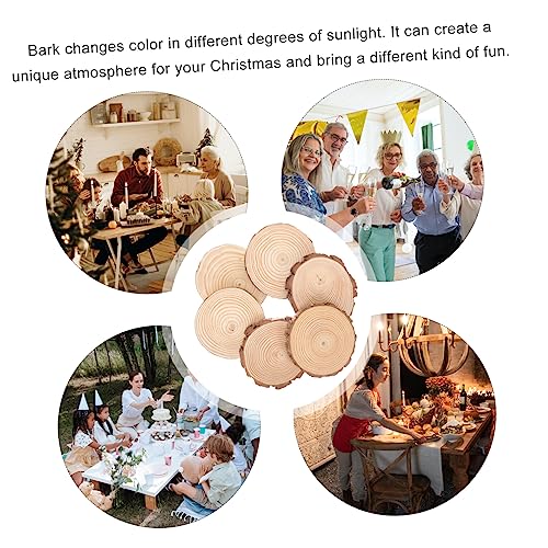 Anneome 6pcs Unpainted Wood Slices Unfinished Wood Discs Blank Wood Slices Wood Discs Crafts Xmas Party Decor Wood Slabs Wood Carving Disc Round Wood - WoodArtSupply