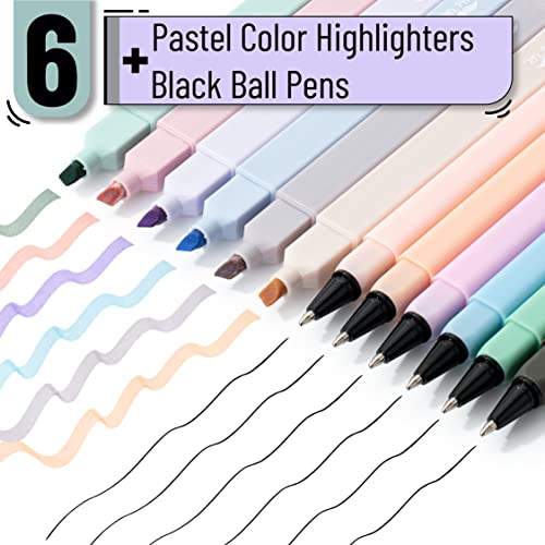 Mr. Pen- Aesthetic Highlighters and Pens No Bleed, 12 Pack, Pastel Color, Black Ink, No Bleed Highlighters for Bibles