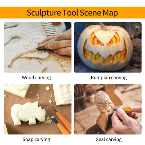 Wood Carving Tools Set - 20 Pcs Wood Carving Knife Set Beginner Kit Wood Whittling Kit with Canvas Case for Adults Children, Carving DIY Wood Carving JIAN