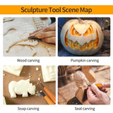 Wood Carving Tools Set - 20 Pcs Wood Carving Knife Set Beginner Kit Wood Whittling Kit with Canvas Case for Adults Children, Carving DIY Wood Carving JIAN