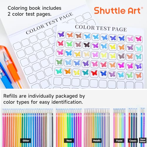 Shuttle Art Gel Pens, 120 Pack Gel Pen Set Packed in a Box, 60 Unique Colors with 60 Refills for Adults Coloring Books Drawing Doodling Crafts Shuttle Art