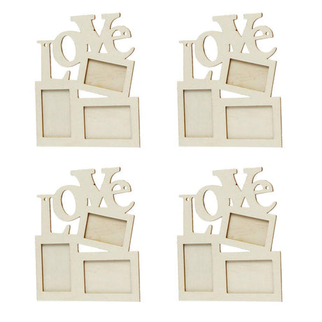 LIOOBO 4pcs Wall Picture Frame Wood Photo Frames Vintage Picture Frame Valentine s Day Photo Frame Wood Picture Frame Hollow Love Wooden Frame LIOOBO