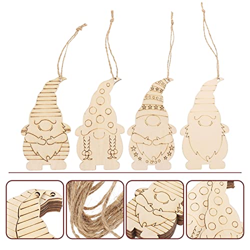 40pcs Gnome Wooden Hanging Ornaments Unfinished Wood Slices for Christmas Tree DIY Painting Graffiti Pendant Home School Decor Milisten