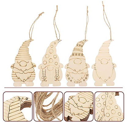 40pcs Gnome Wooden Hanging Ornaments Unfinished Wood Slices for Christmas Tree DIY Painting Graffiti Pendant Home School Decor - WoodArtSupply