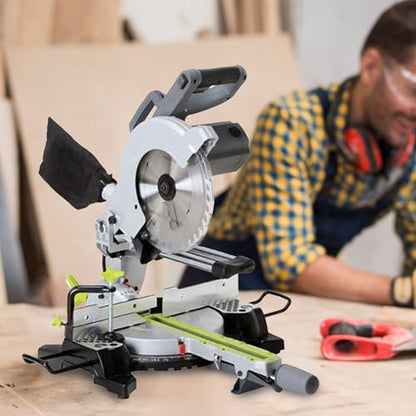 Master Mechanic 10 Inch Compact Electric Sliding Circular Miter Saw with 15A Motor, 4500 RPM, 45 Degree Bevel, Aluminum Base, and Laser Guide - WoodArtSupply